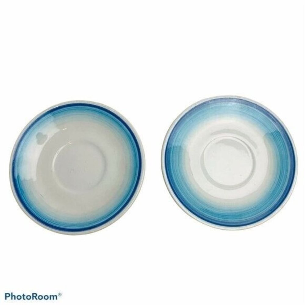 Lot of 2 Neiman Marcus Saucers Blue White Vintage Made In Italy 6"